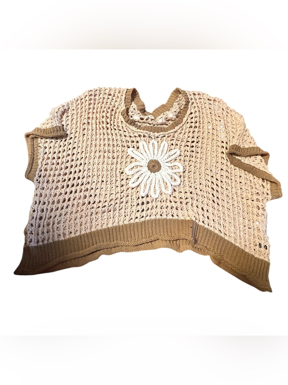 POL The Marigold Meadow Crochet Sweater sz large vgu